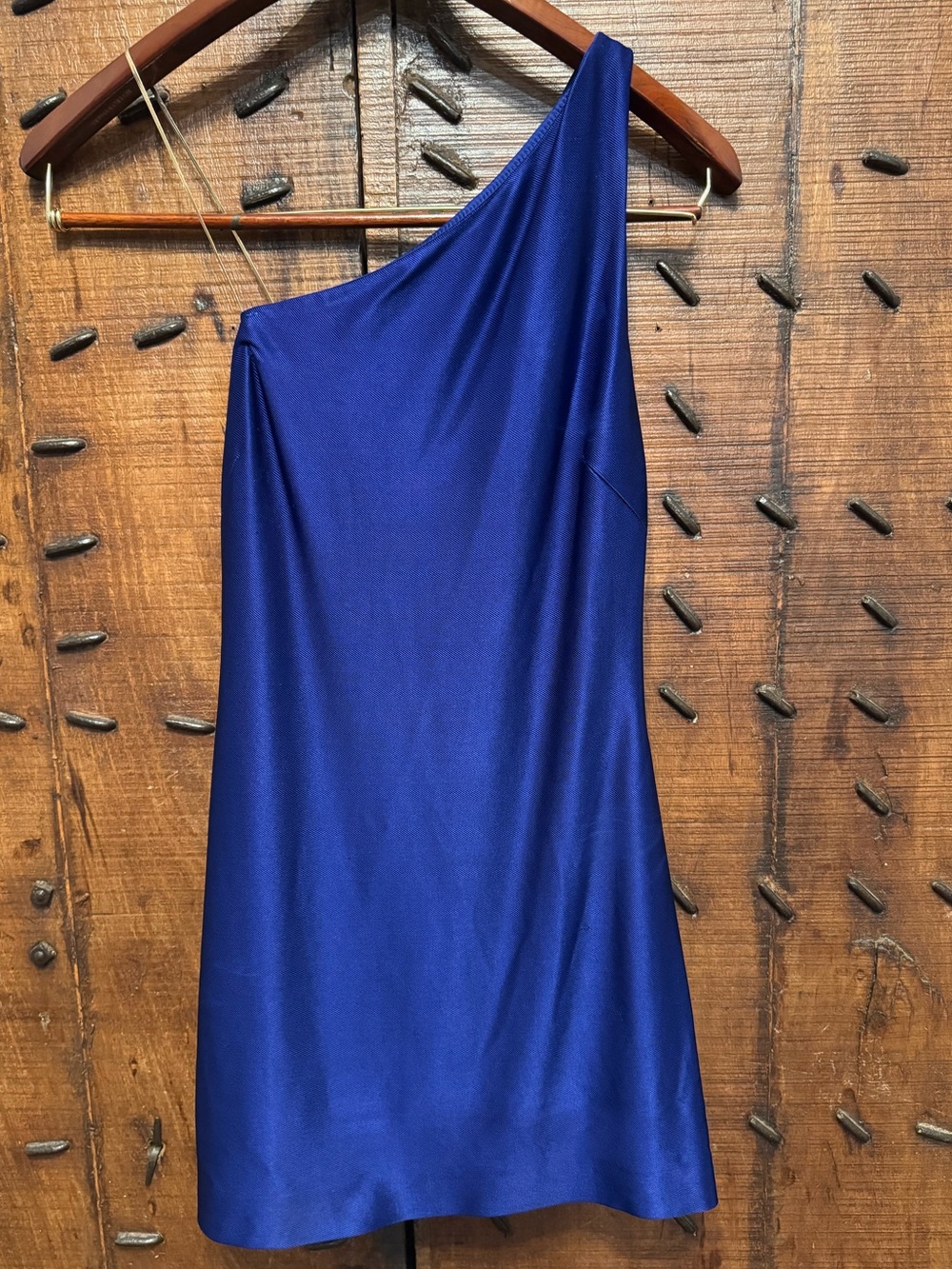 Gauge81 One-Shoulder Satin Mini Dress in Royal Blue